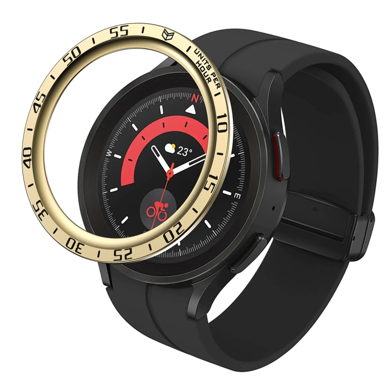 

For Samsung Galaxy Watch5 Pro 45mm A Style Dial Steel Protective Frame(Gold)