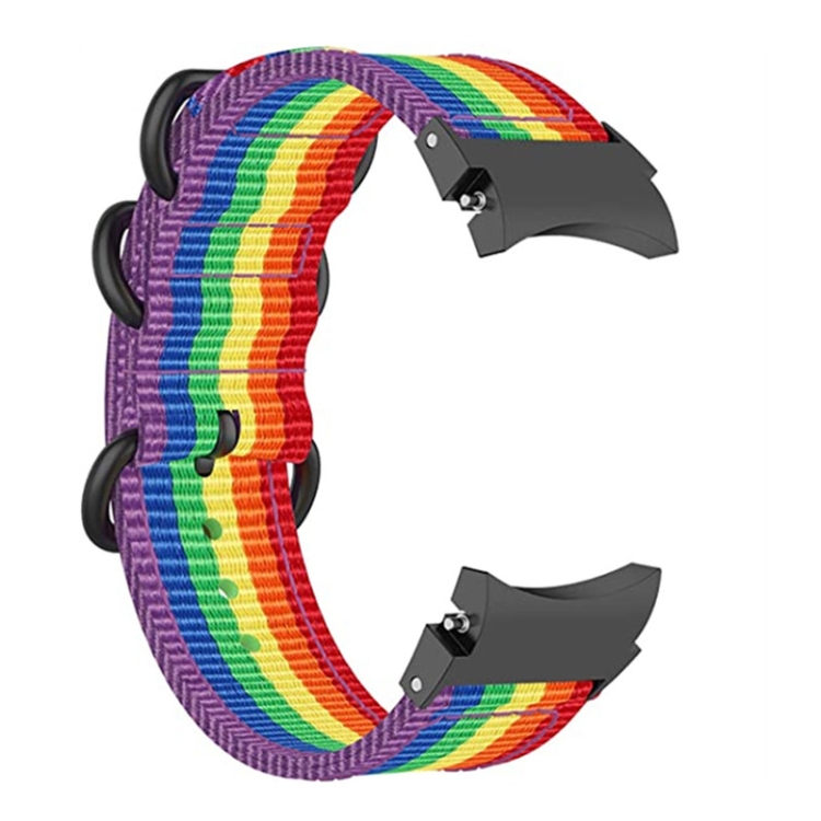 

For Samsung Galaxy Watch4 / Watch4 Classic / Watch5 / Watch5 Pro Nylon Three-ring Watch Band(Rainbow)
