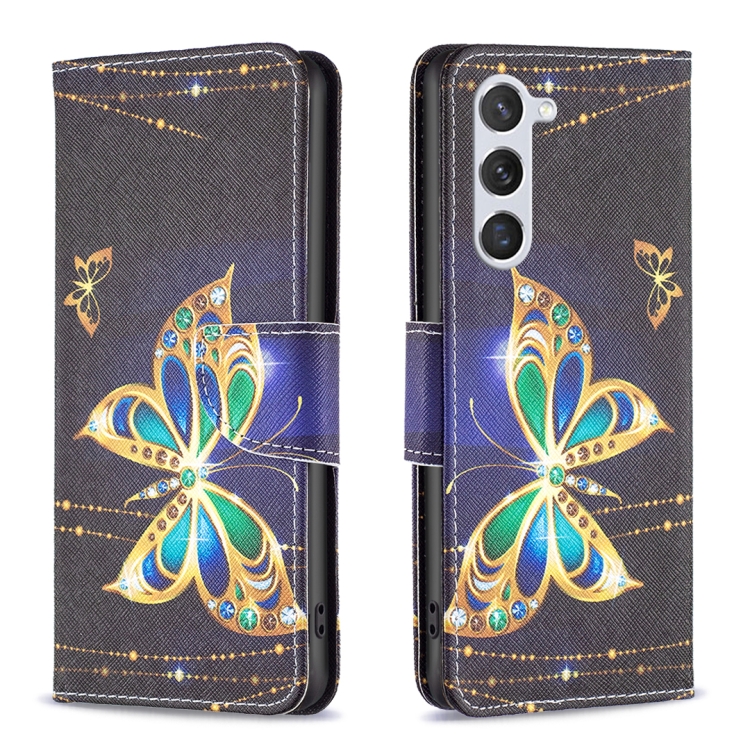 

For Samsung Galaxy S23 5G Colored Drawing Pattern Leather Phone Case(Big Butterfly)