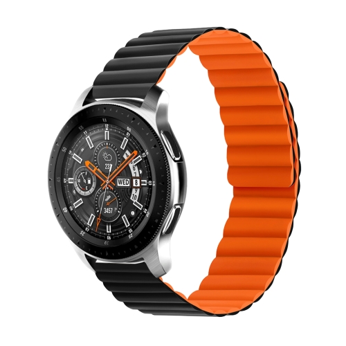 

For Samsung Galaxy Watch5 40mm/44mm / Watch5 Pro Two-color Silicone Magnetic Watch Band(Black Orange)