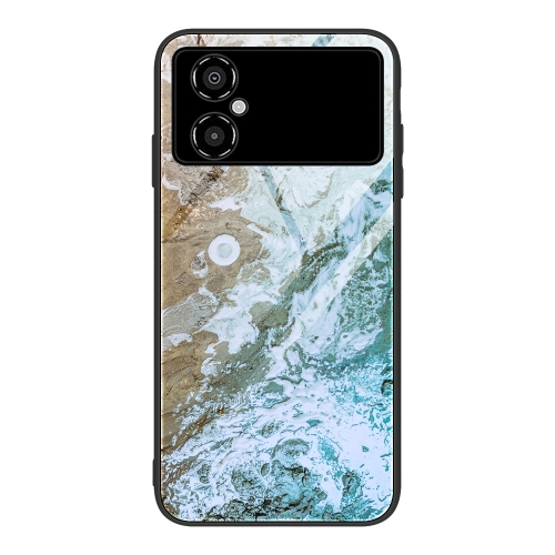 

For Xiaomi Poco M4 Marble Pattern Glass Phone Case(Beach)