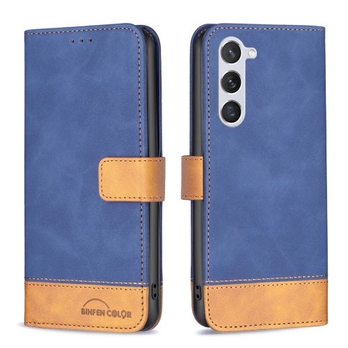 

For Samsung Galaxy S23 5G BF11 Color Matching Skin Feel Leather Phone Case(Blue)