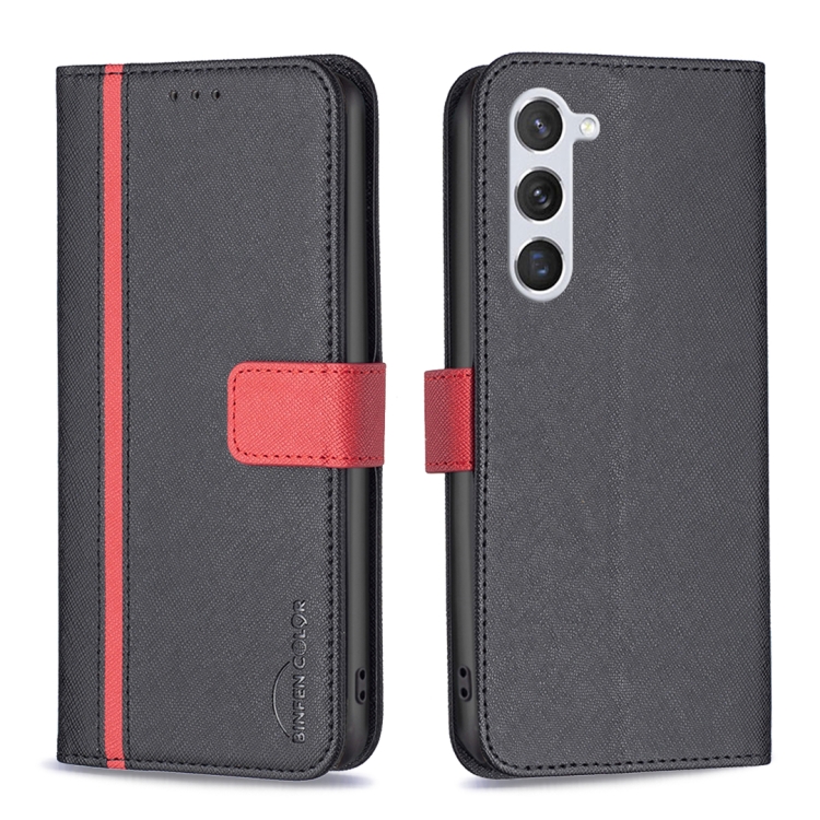 

For Samsung Galaxy S23 5G BF13 Color Matching Cross Texture Leather Phone Case(Black)