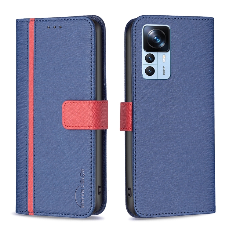 

For Xiaomi 12T / 12T Pro / Redmi K50 Ultra BF13 Color Matching Cross Texture Leather Phone Case(Blue)