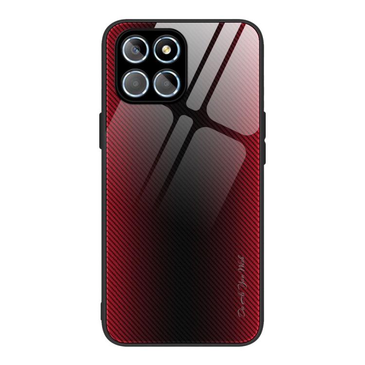 

For Honor X8 Texture Gradient Glass TPU Phone Case(Red)