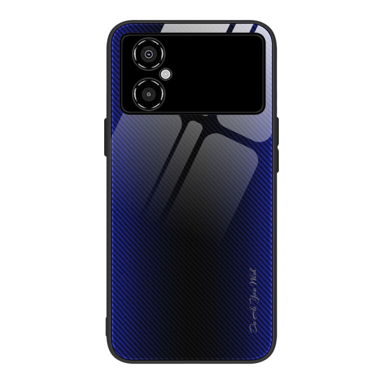

For Xiaomi Poco M4 Texture Gradient Glass TPU Phone Case(Dark Blue)