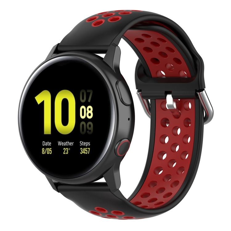 

For Galaxy Watch Active2 / Active 20mm Clasp Two Color Sport Watch Band(Red + Black)