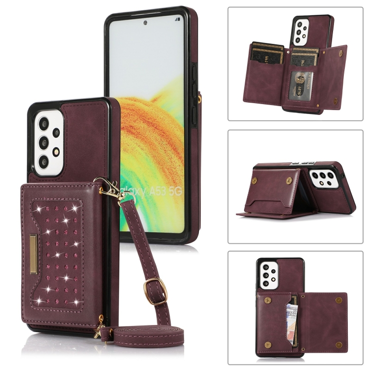 

For Samsung Galaxy A53 5G Three-fold RFID Leather Phone Case with Lanyard(Red)