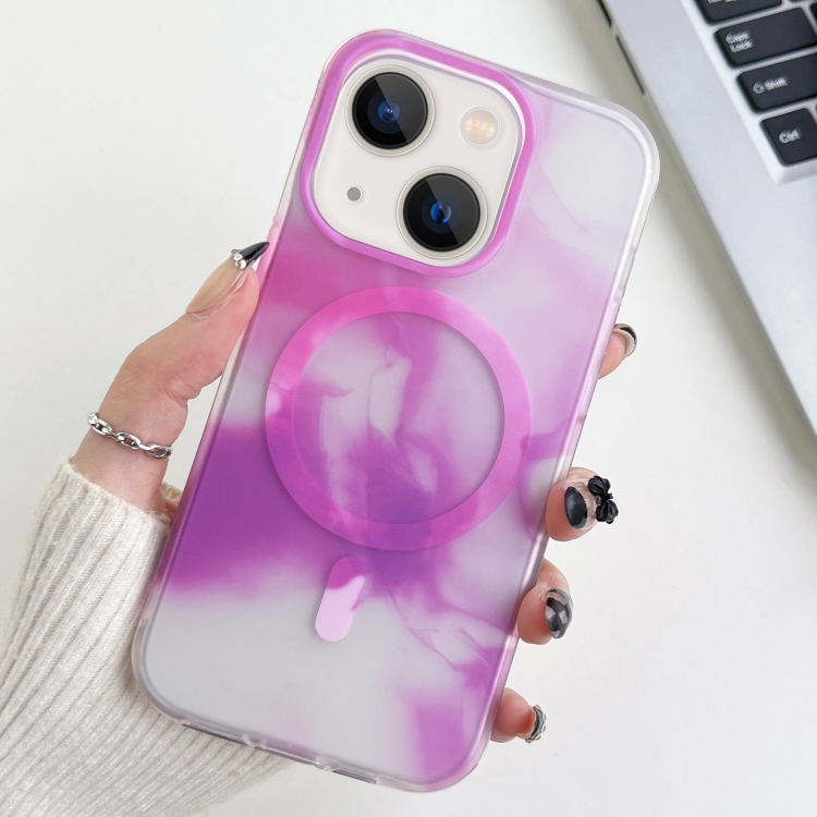

For iPhone 14 Plus Watercolor Magsafe Phone Case(Purple)