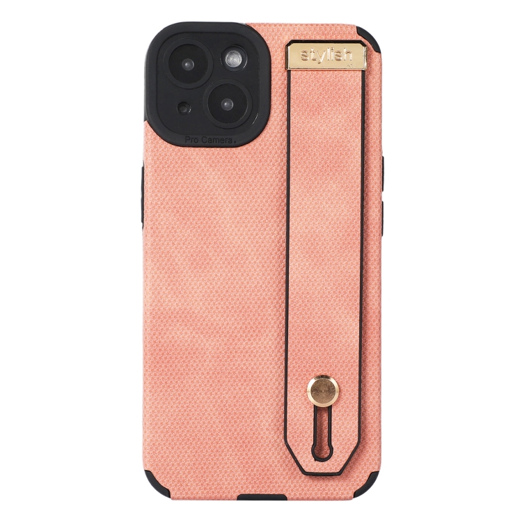 

For iPhone 14 Wrist Strap TPU Leather Phone Case(Pink)