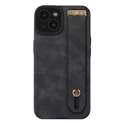 

For iPhone 14 Wrist Strap TPU Leather Phone Case(Black)