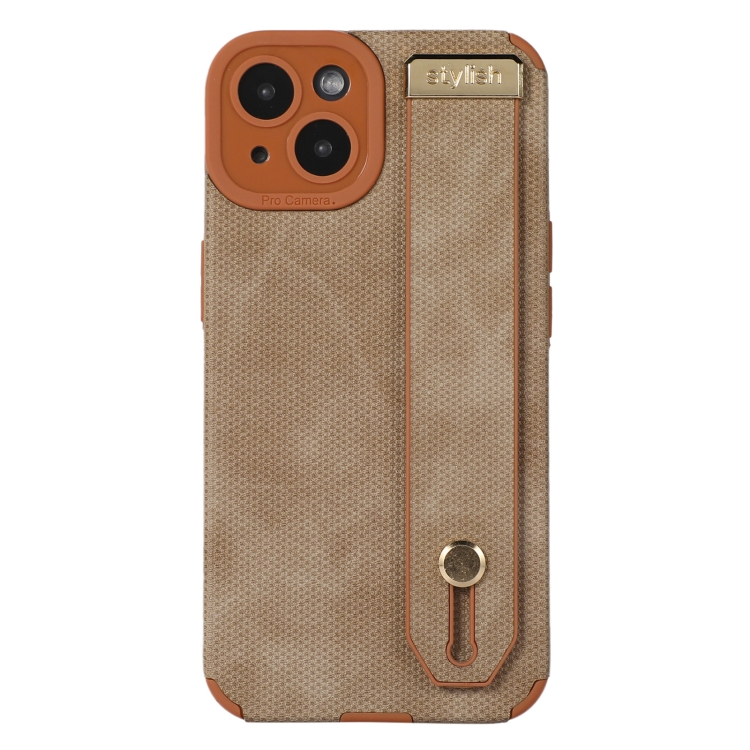 

For iPhone 14 Plus Wrist Strap TPU Leather Phone Case(Brown)