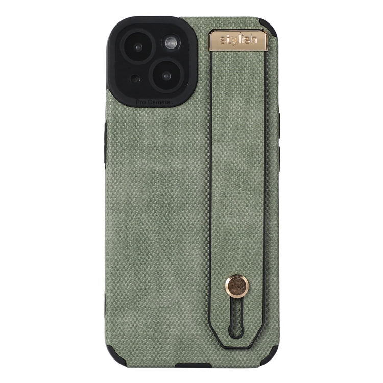

For iPhone 14 Plus Wrist Strap TPU Leather Phone Case(Green)