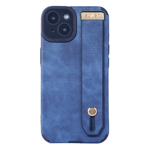

For iPhone 13 Wrist Strap TPU Leather Phone Case(Blue)