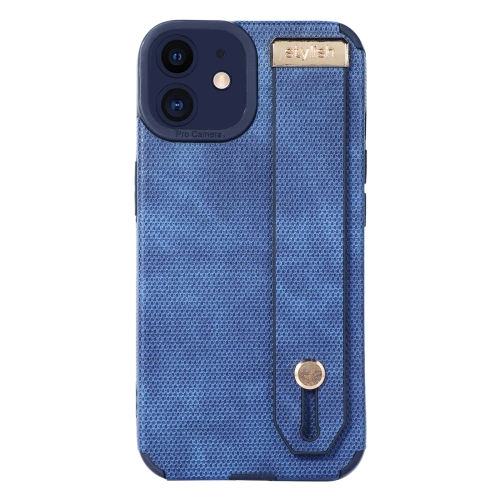 

For iPhone 12 Wrist Strap TPU Leather Phone Case(Blue)