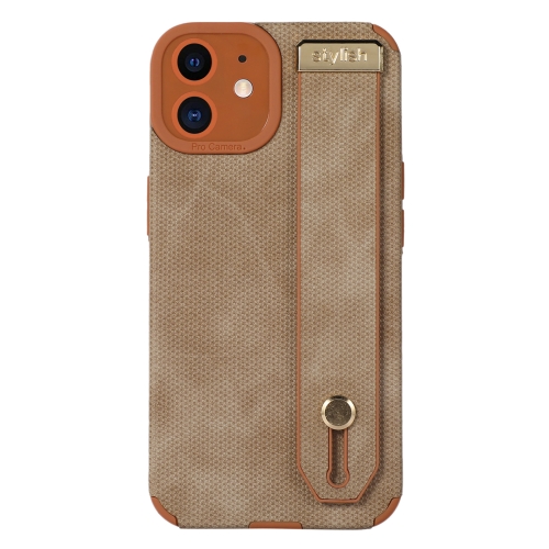 

For iPhone 11 Wrist Strap TPU Leather Phone Case(Brown)