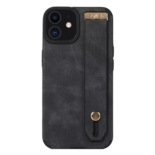 

For iPhone 11 Wrist Strap TPU Leather Phone Case(Black)