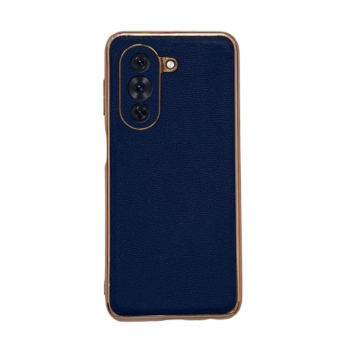 

For Huawei nova 10 Pro Genuine Leather Luolai Series Nano Plating Phone Case(Dark Blue)