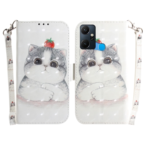 

For Infinix Smart 6 Plus 3D Colored Horizontal Flip Leather Phone Case(Cute Cat)