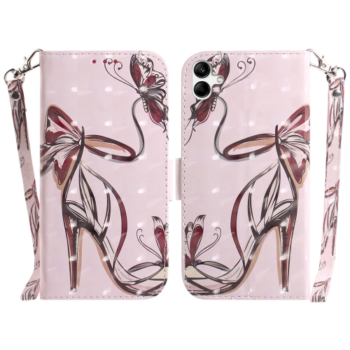 

For Samsung Galaxy A04/M13 5G 3D Colored Horizontal Flip Leather Phone Case(Butterfly High-heeled)