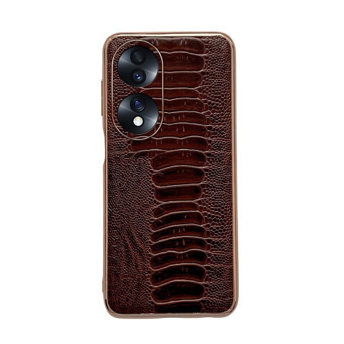 

For Hono 70 Genuine Leather Weilai Series Nano Plating Phone Case(Coffee)