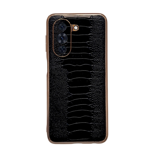 

For Huawei nova 10 Genuine Leather Weilai Series Nano Plating Phone Case(Black)