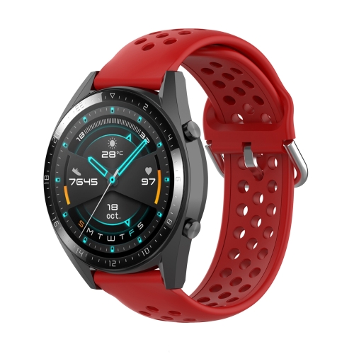 

For Huawei Watch GT 46mm / 42mm / GT2 46mm 22mm Clasp Solid Color Sport Watch Band(Red)