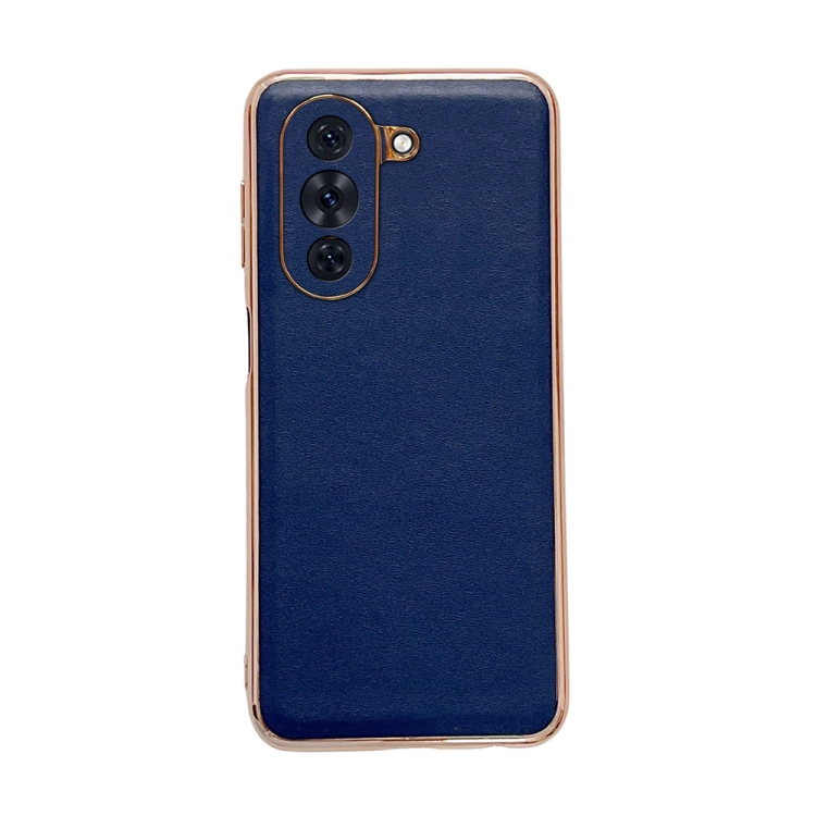 

For Huawei nova 10 Genuine Leather Xiaoya Series Nano Plating Phone Case(Blue)