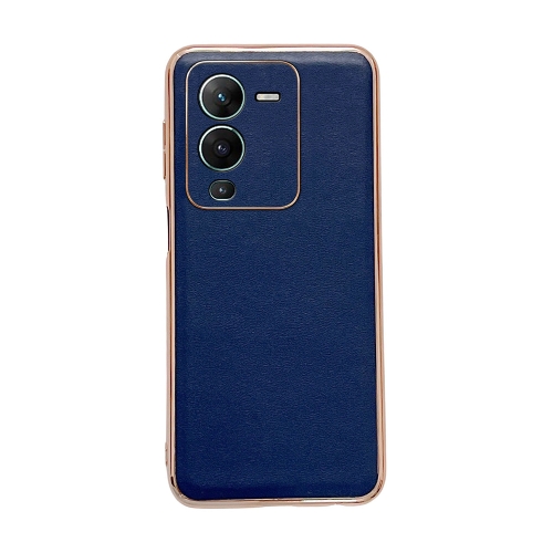 

For vivo S15 Pro 5G Genuine Leather Xiaoya Series Nano Plating Phone Case(Blue)