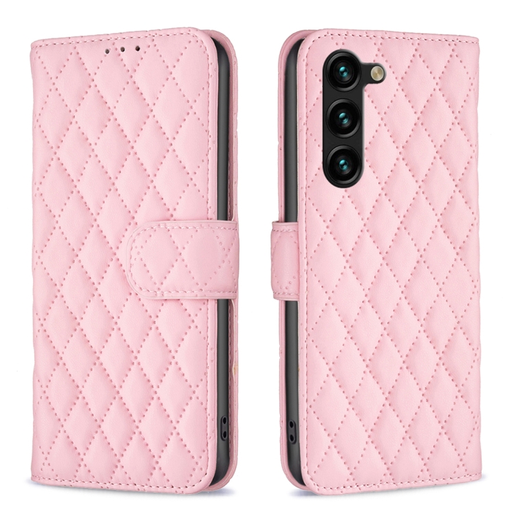 

For Samsung Galaxy S23+ 5G Diamond Lattice Wallet Leather Flip Phone Case(Pink)