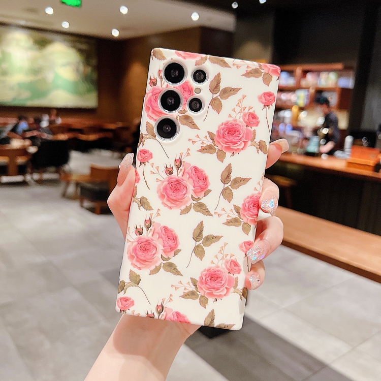 

For Samsung Galaxy S21 Ultra 5G Small Floral Phone Case(White)