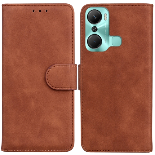 

For Infinix Hot 12 Pro Skin Feel Pure Color Flip Leather Phone Case(Brown)