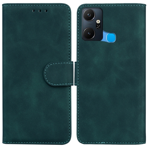 

For Infinix Smart 6 Plus Skin Feel Pure Color Flip Leather Phone Case(Green)