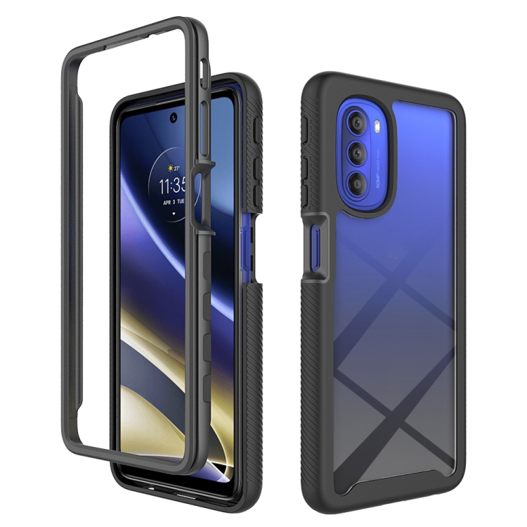 

For Motorola Moto G51 5G Starry Sky Solid Color TPU Clear PC Phone Case(Black)