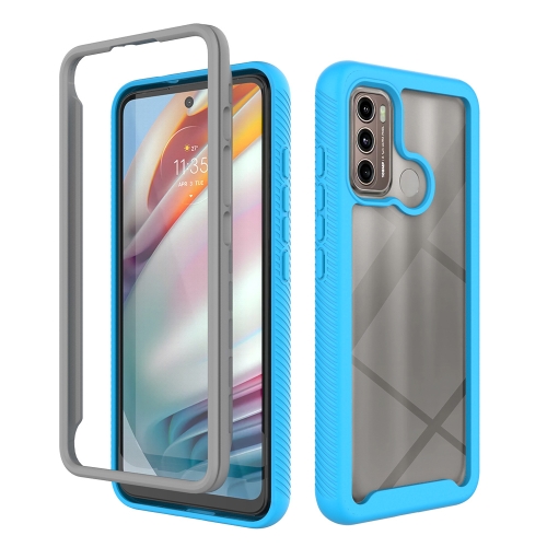 

For Motorola Moto G60 Starry Sky Solid Color TPU Clear PC Phone Case(Sky Blue)