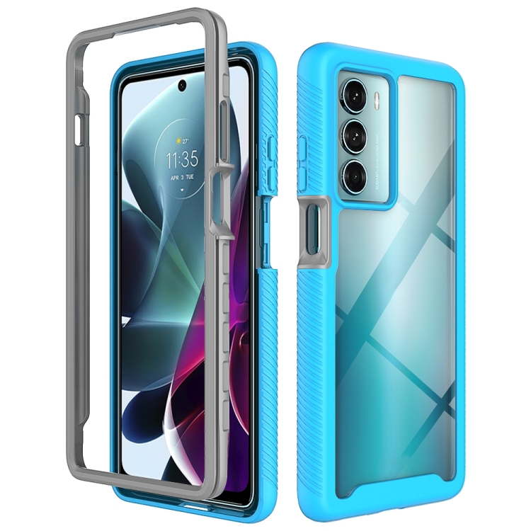 

For Motorola Moto G200 5G Starry Sky Solid Color TPU Clear PC Phone Case(Sky Blue)