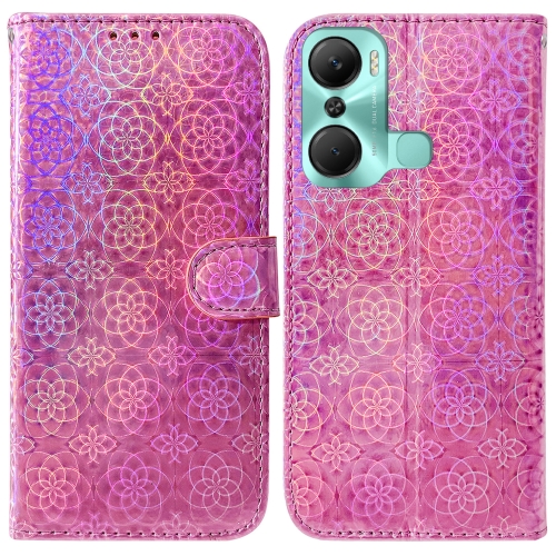 

For Infinix Hot 12 Pro Colorful Magnetic Buckle Leather Phone Case(Pink)