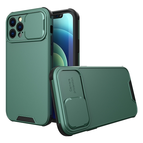 

For iPhone 14 Sliding Camera Cover Design PC + TPU Phone Case(Dark Green)