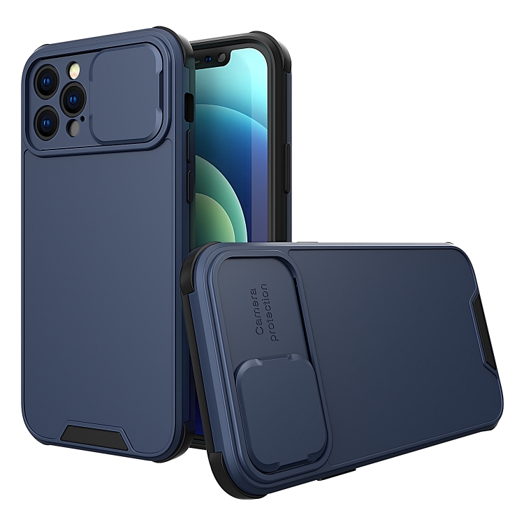 

For iPhone 14 Plus Sliding Camera Cover Design PC + TPU Phone Case(Blue)