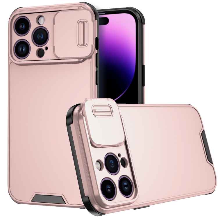 

For iPhone 14 Pro Sliding Camera Cover Design PC + TPU Phone Case(Rose Gold)