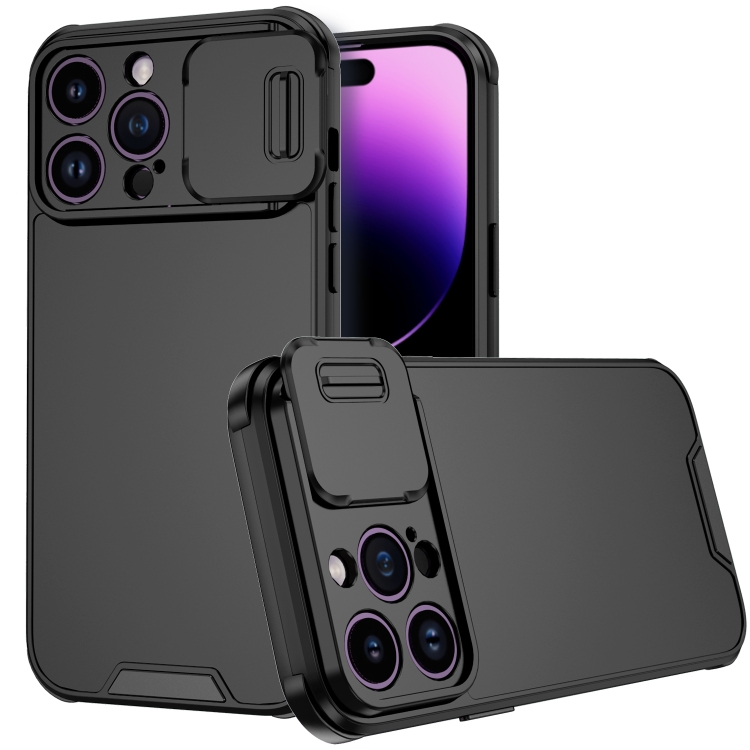 

For iPhone 14 Pro Max Sliding Camera Cover Design PC + TPU Phone Case(Black)