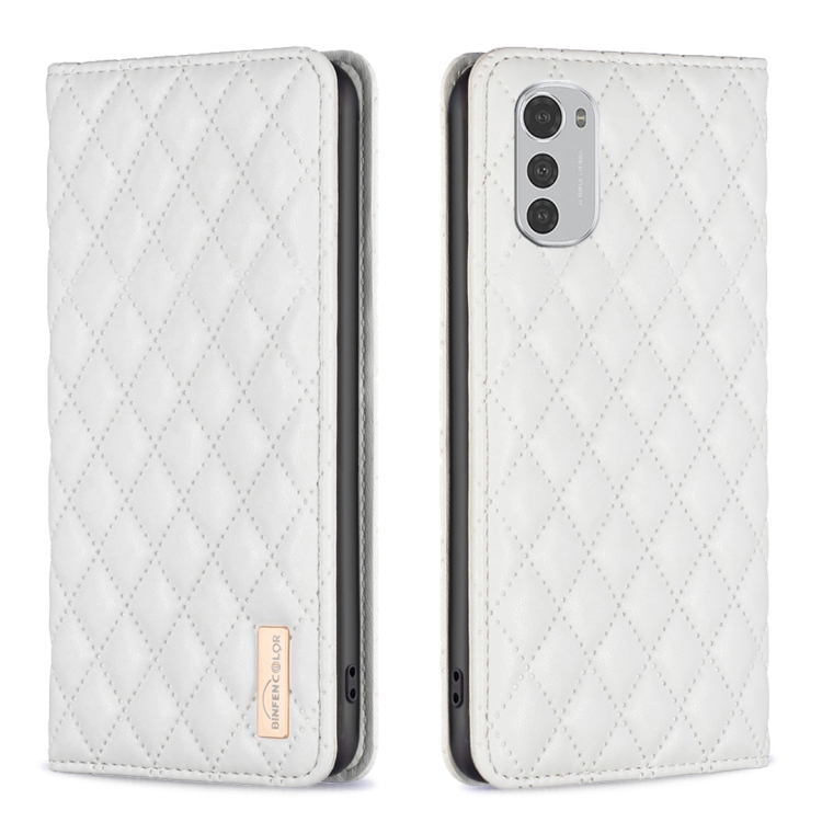 

For Motorola Moto E32 4G Diamond Lattice Magnetic Leather Flip Phone Case(White)