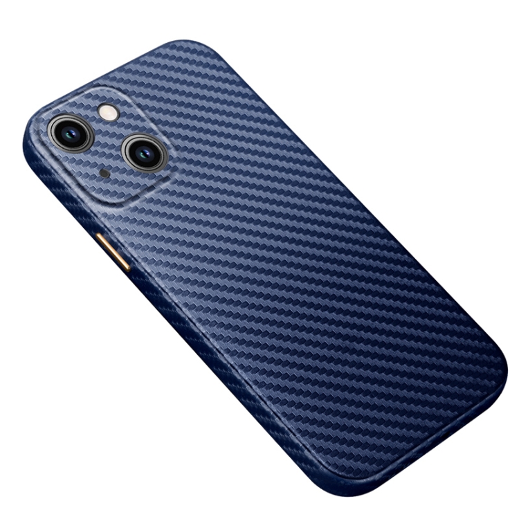 

For iPhone 14 R-JUST Carbon Fiber Texture Kevlar Phone Case(Blue)
