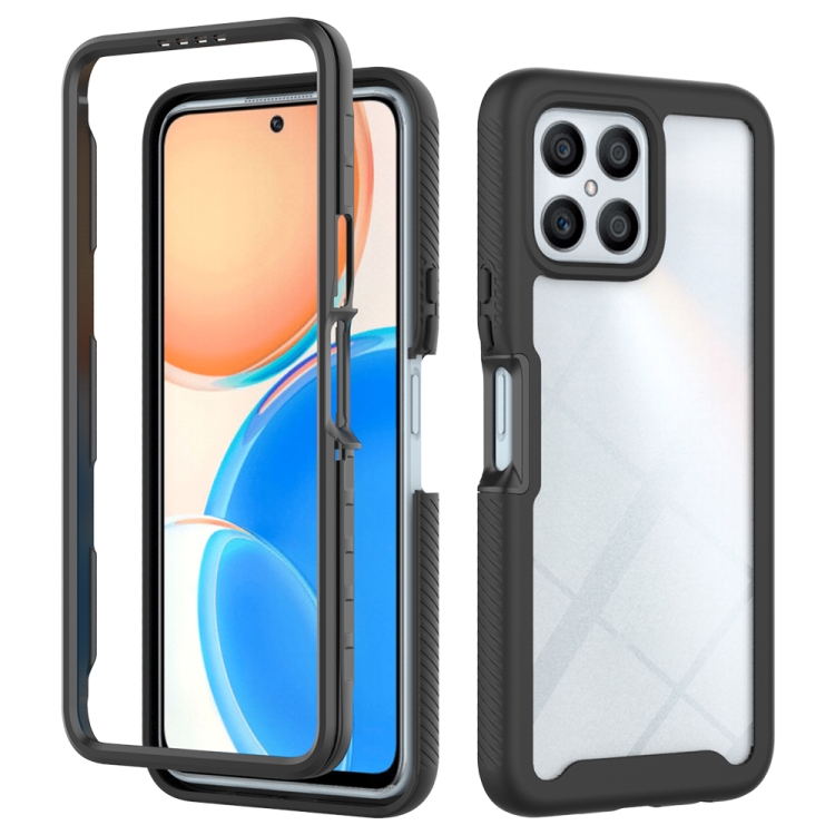 

For Honor X8 4G Starry Sky Solid Color Shockproof TPU Clear PC Phone Case(Black)