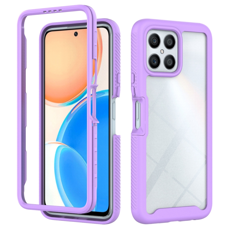 

For Honor X8 4G Starry Sky Solid Color Shockproof TPU Clear PC Phone Case(Purple)