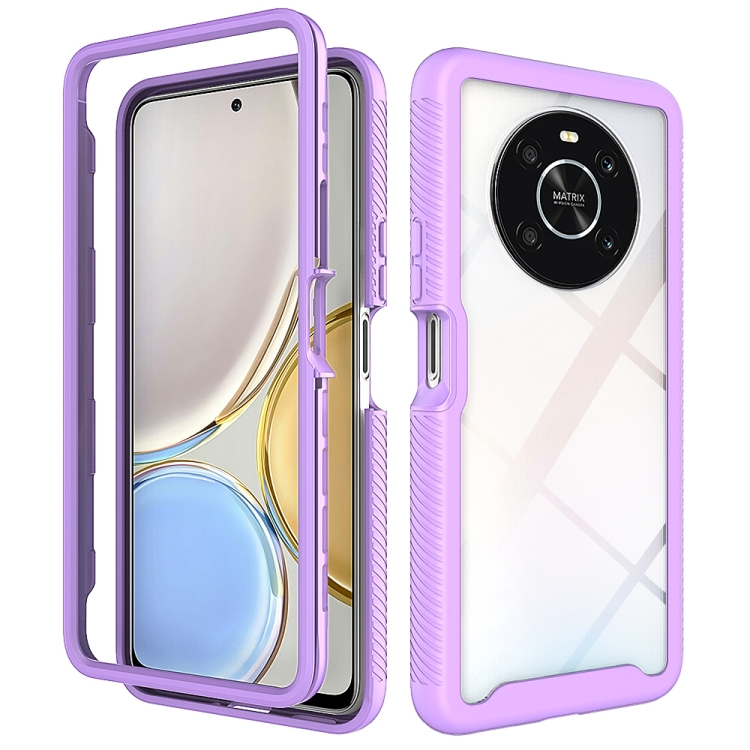 

For Honor X9 4G / 5G / Magic 4 Lite Starry Sky Solid Color Shockproof TPU Clear PC Phone Case(Purple)