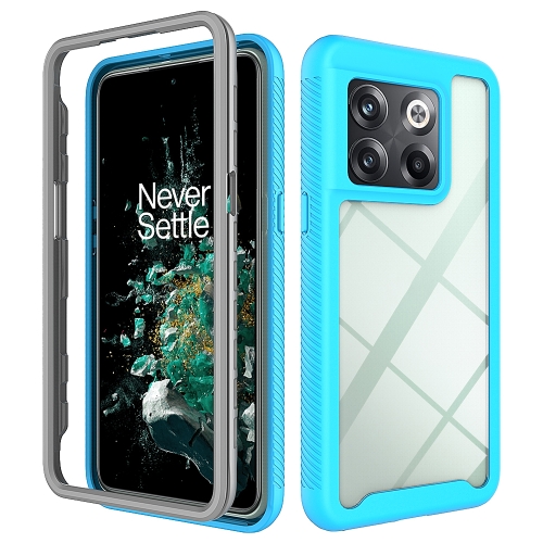 

For OnePlus 10T Starry Sky Solid Color Shockproof TPU Clear PC Phone Case(Sky Blue)