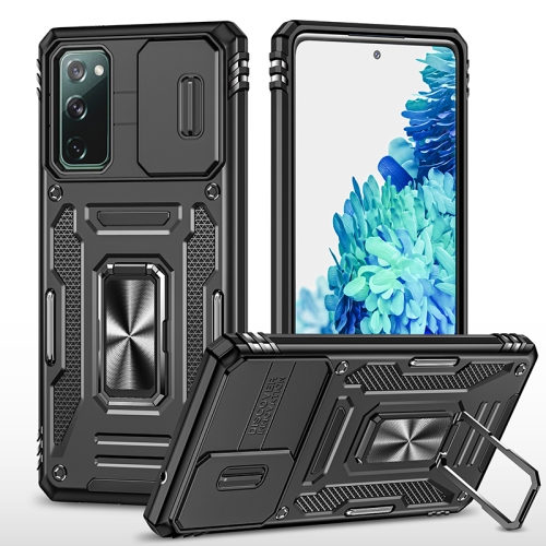 

For Samsung Galaxy S20 FE Armor PC + TPU Camera Shield Phone Case(Black)