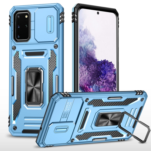 

For Samsung Galaxy S20+ Armor PC + TPU Camera Shield Phone Case(Light Blue)