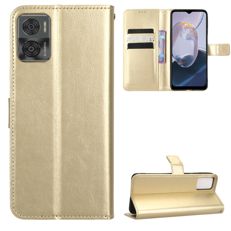 

For Motorola Moto E22 / E22i Retro Crazy Horse Texture Leather Phone Case(Gold)